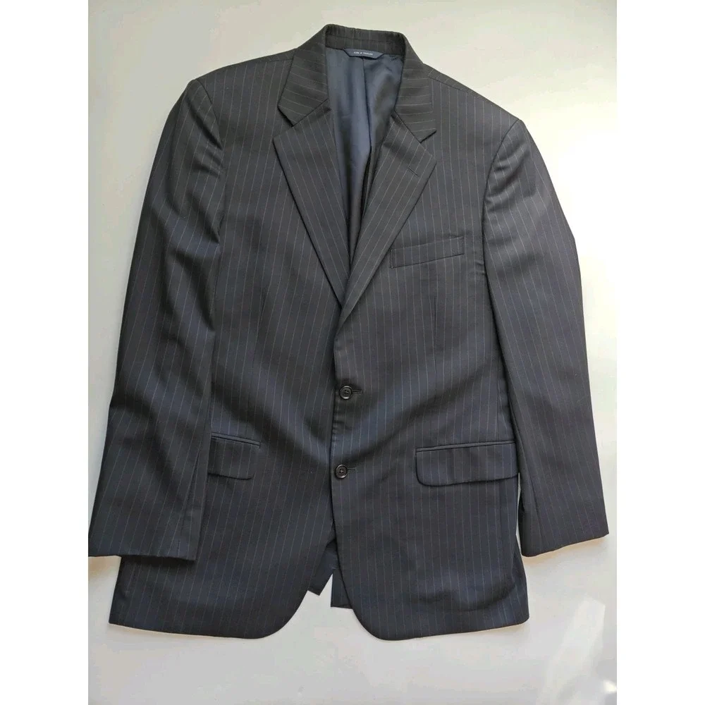 Brooks Brothers Mens Wool Sports Coat 40L Midnight Blue Pinstripe 2 Button T605